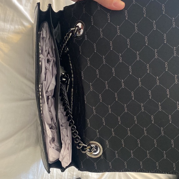 Aldo grey and black snake skin crossbody purse. - Picture 3 of 3